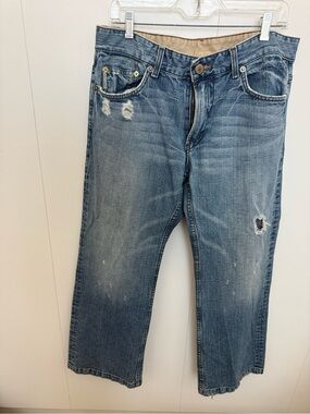 Armani Exchange Relaxed Fit Distressed Blue Jeans 34 short